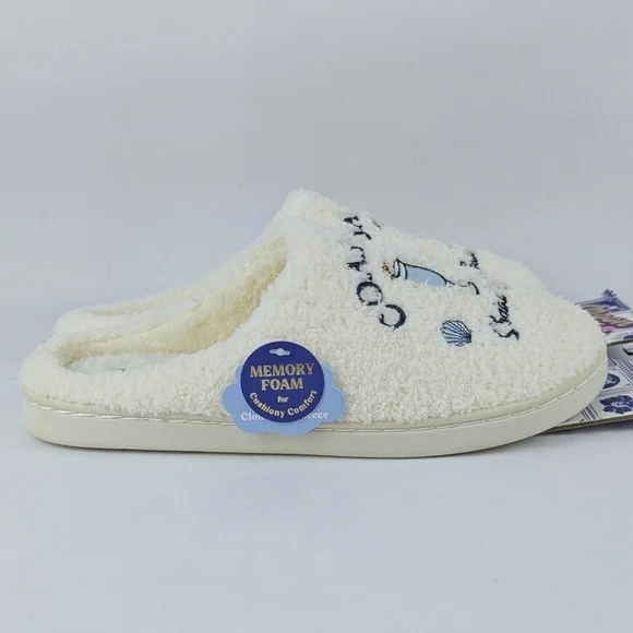 Slipper Umbrella Drink Coastal Social Club Embroider Slip On Ivory L (9/10) NWT - Picture 5 of 12